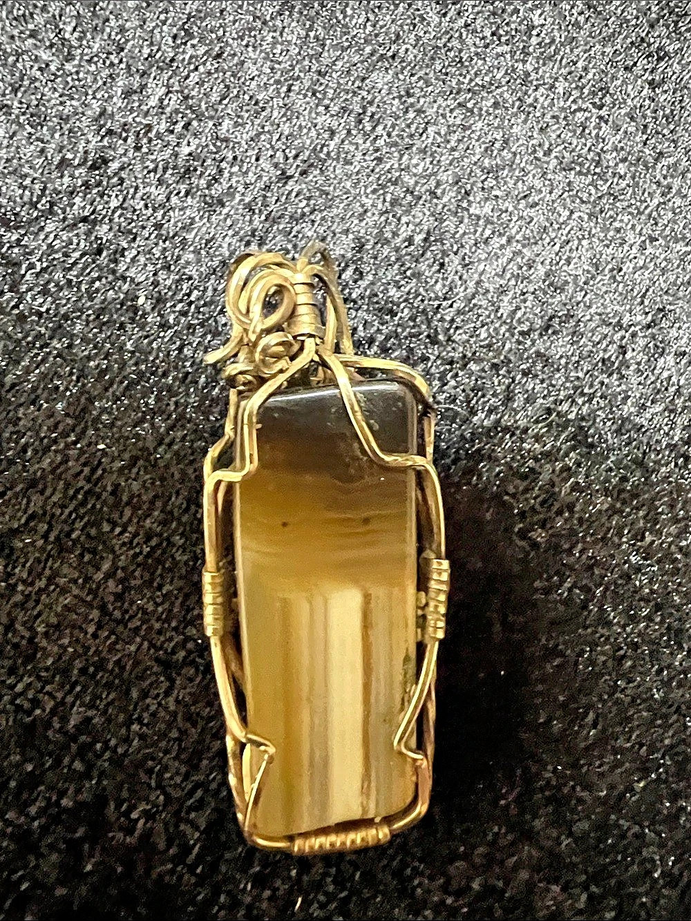 Gold & Brown Stone Pendant Necklace